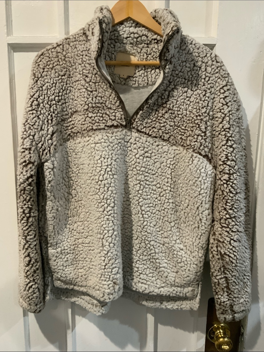 Thread & Supply Cozy Sherpa Pullover in Cream and Brown